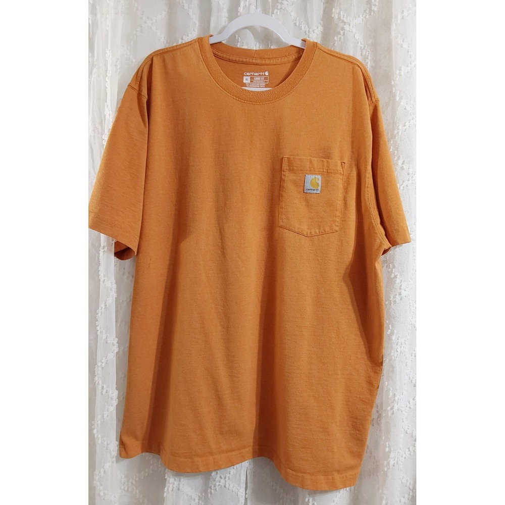 Carhartt Mens K87 Loose Fit Heavyweight Workwear Pocket T-Shirt Orange XL